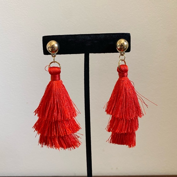 NWOT Fashion Earrings (2 pair/6.00) Red and gold colored - Picture 2 of 6